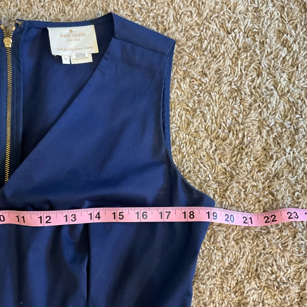 Kate Spade ♠️ Sawyer Sleeveless V-Neck Pleated Fit & Flare Dress, Blue, Size 12 - Picture 10 of 11